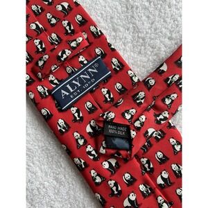 Alynn	Bamboozled Panda Red Motif Animal Print Novelty	100% Silk	Tie Necktie